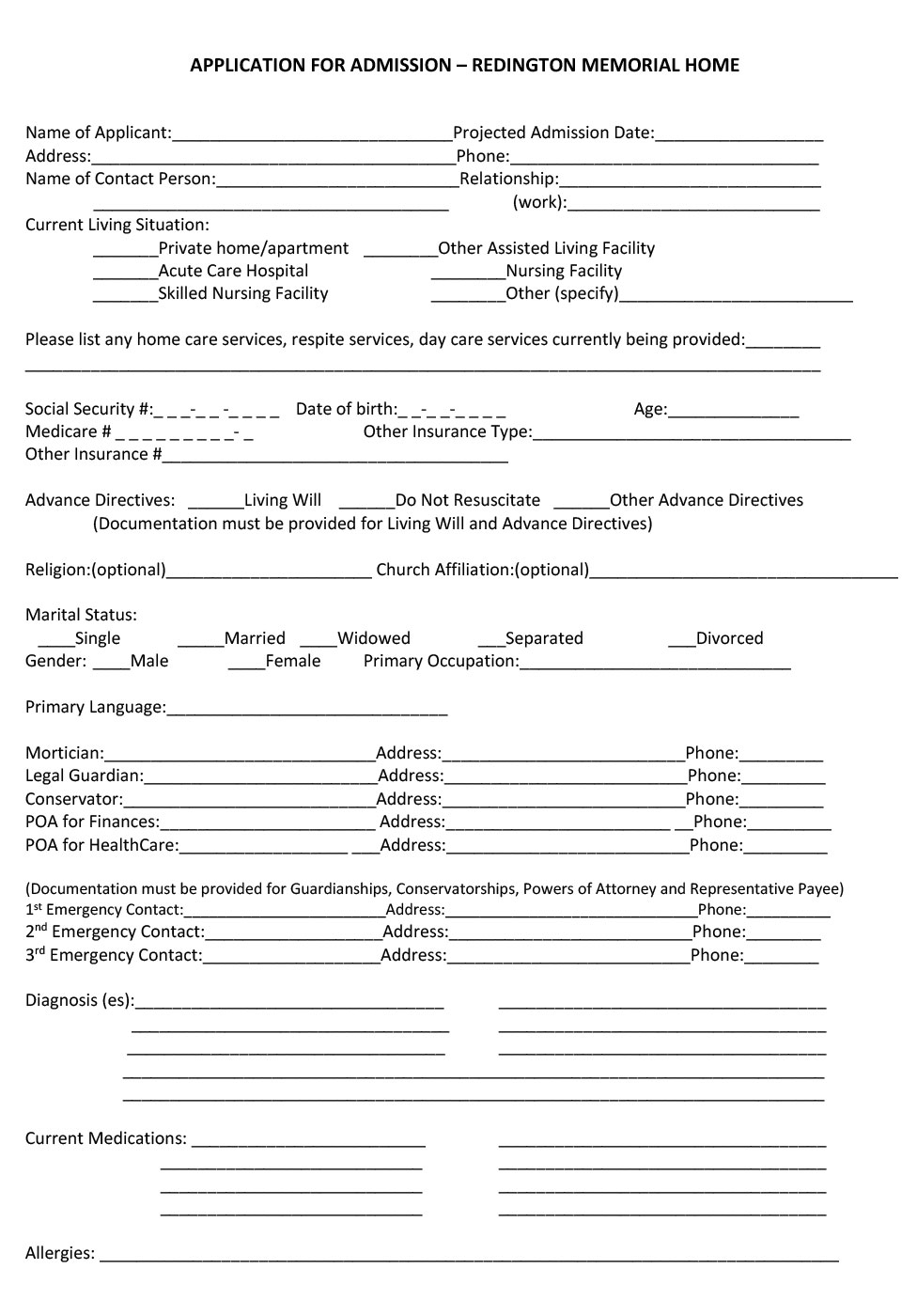 Admission Application